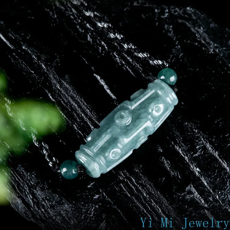 Натуральный трапециевидный жадеит голубая вода девятиоковый Дзи ледяной