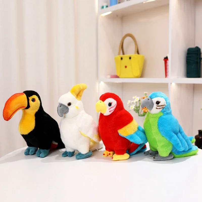 25cm Cute Cartoon Bird Simulation Colorful Parrot Plush Toy Homdecor Stuffed Dolls Soft Animal Gift for Kids Decoration