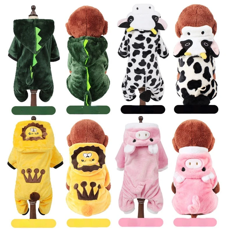 

Dog Clothes Winter Warm Clothes Cat Puppy Coat Four-legged Clothes Teddy Corgi Transformed Into Cow Dinosaur Dress Up Costume