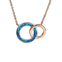 cute women whiteblue imitation opal necklace for women wedding jewelry gift 2022 fashion round geometric pendant necklace