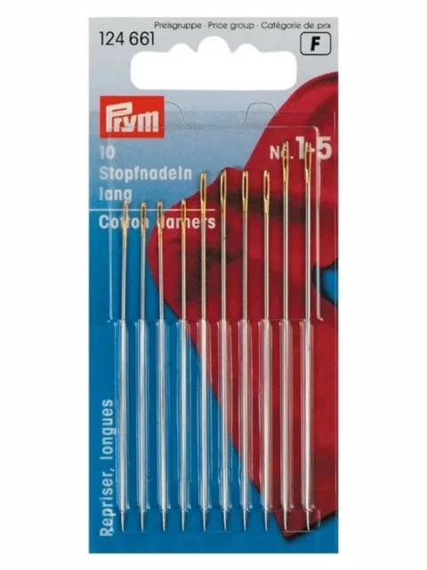 Иглы для штопки длинные, с золотистым ушком сталь № 1-5 серебр.цв. в ассортименте