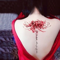 womens temporary tattoo red other shore flower back and abdomen large picture waterproof lasting tattoo stickers