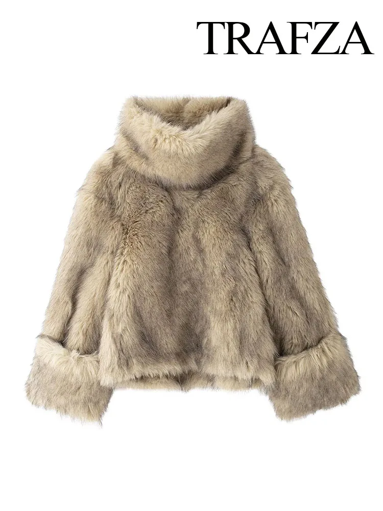 TRAFZA женские зимние элегантные свободные повседневные пальто с длинными рукавами