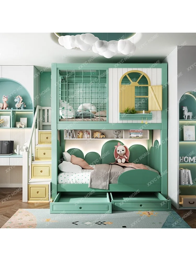 Двухъярусная кровать из массива дерева детская двухэтажная замок деревья