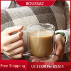 Кружка из боросиликатного стекла с двойными стенками, термостойкая чашка для чая, молока, лимона, сока, кофе, воды, посуда для напитков, креативный подарок для любимого человека