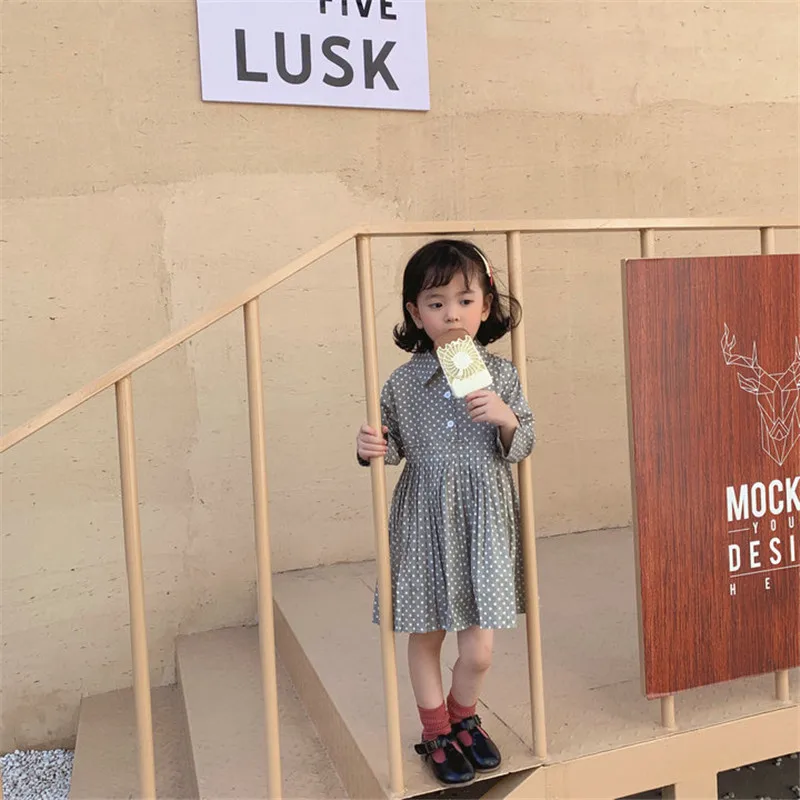 

Girls' Dress Polka Dot Artistic Style Long-Sleeved Dress Princess Dress Autumn New Children's Pure Cotton Breathable Casual