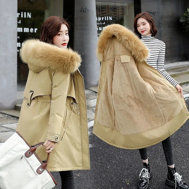Warm Fur Collar Parkas Women 2022 New Winter Long Hooded Jacket Female Korean Fashion Thick Coat Lady Loose Streetwear Outwear