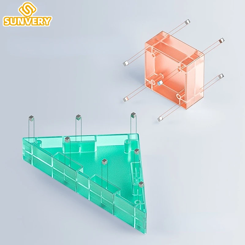 Магнитный пазл Tangram для 3D строительных блоков набор прозрачных форм цвета Раннее