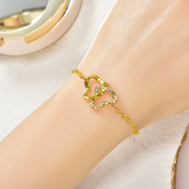 

Fashion Simple Double Love Heart Bracelets & Bangles for Women Exquisite Versatile Temperament Jewelry Wedding Party Trend Gifts