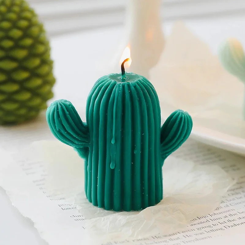 Cactus Plant Shape Silicone Candle Mold DIY Aromatherapy Soap Gypsum Resin Mold Fudge Cake Chocolate Mold Candle Making Supplies