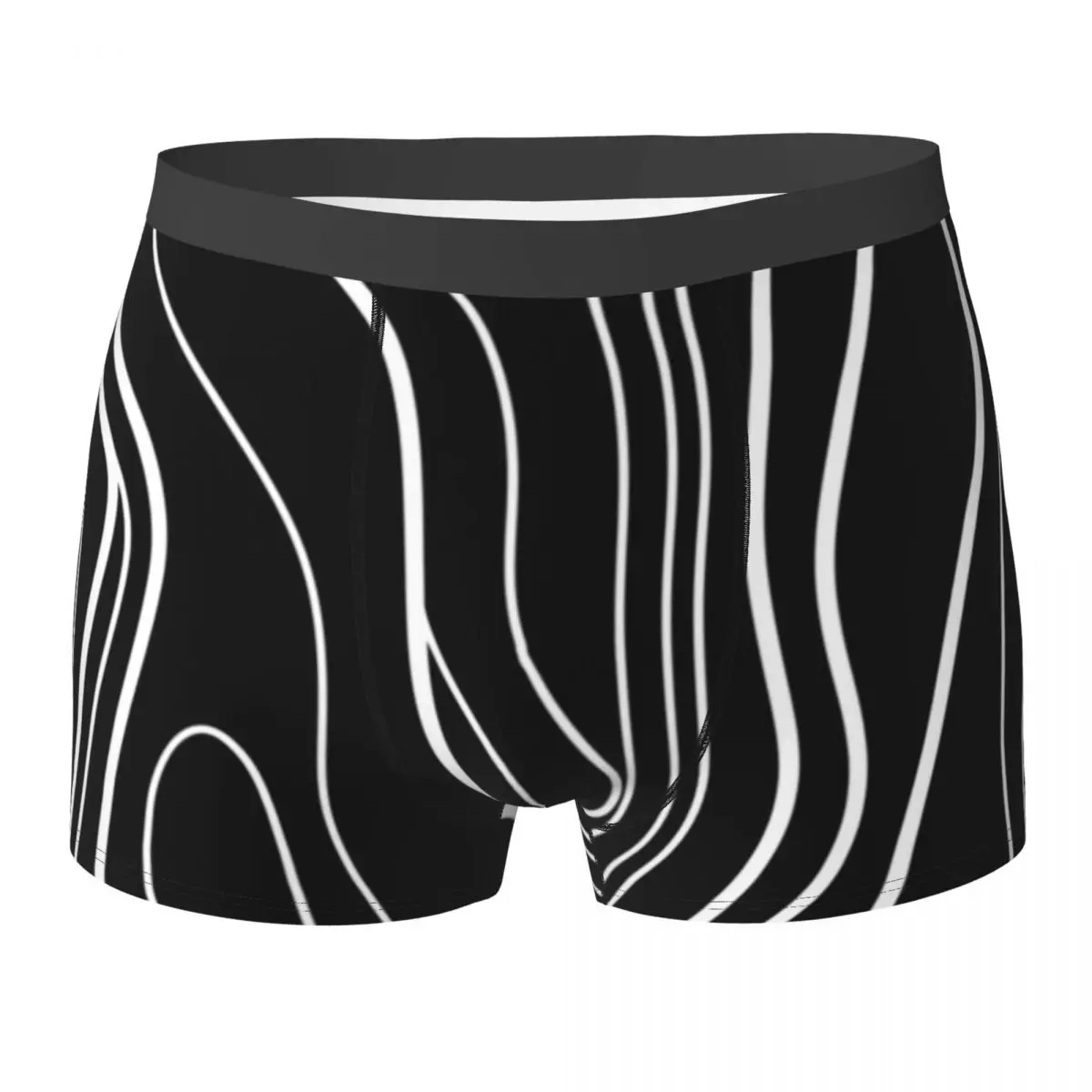 

Black White Nordic Lines Underwear Abstract Minimalist Breathable Panties Printing Shorts Briefs Pouch Man Oversize Trunk
