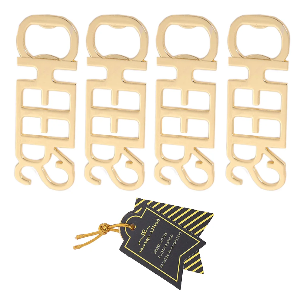 

4pcs Cheers Letter Shaped Bottle Opener Creative Wedding Portable Lifter Corkscrew Party Supply