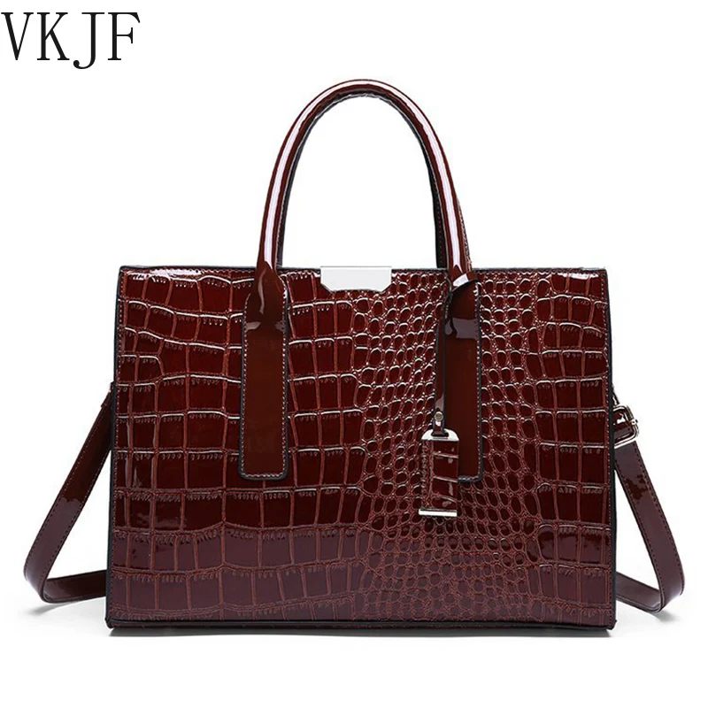 

Роскошные сумки 2022, дизайнерская сумка через плечо из лакированной ПУ кожи аллигатора для женщин, женская сумка-тоут в стиле ретро, сумка че...