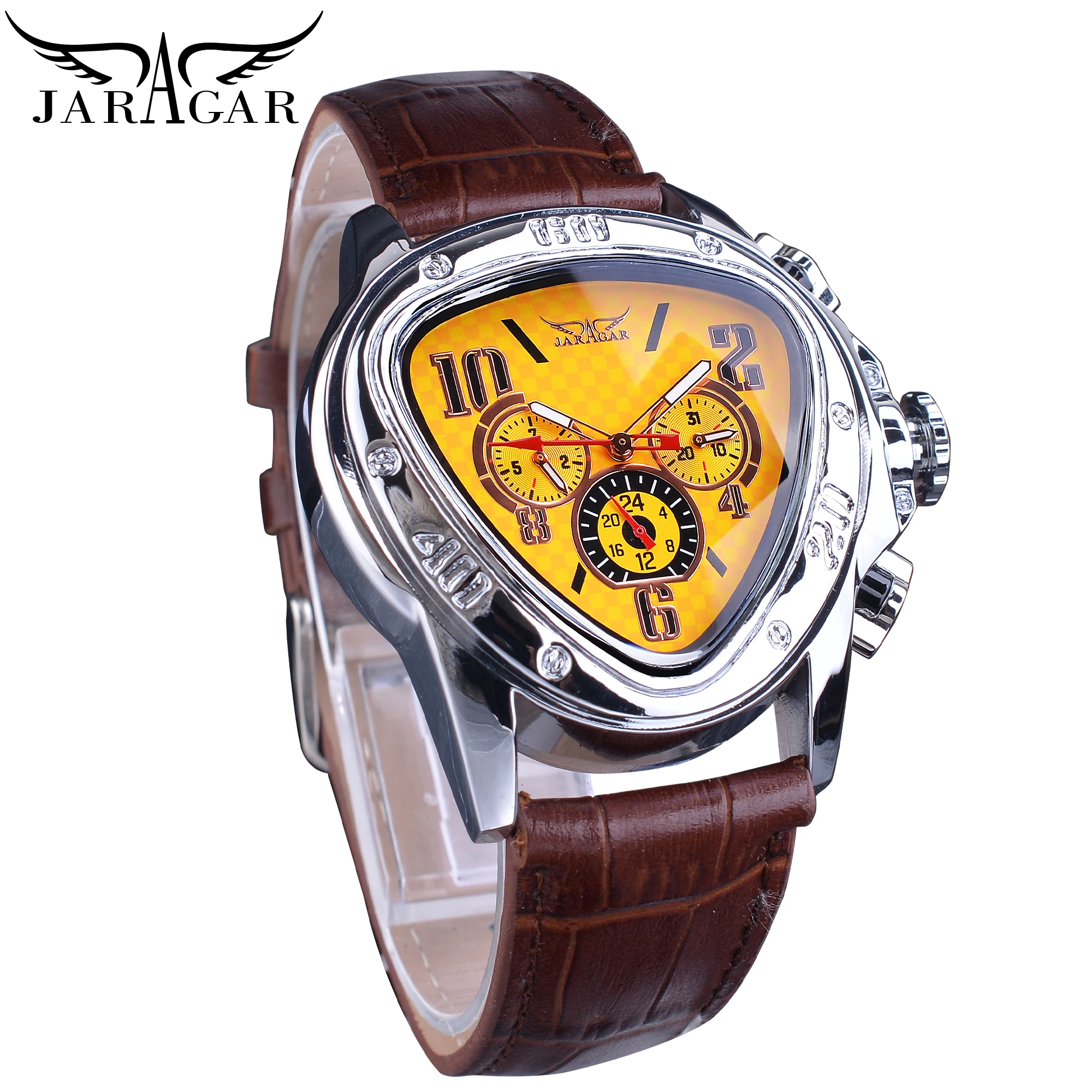Фото Мужские часы JARAGAR 951 Luxury Automatic Mechanical Business Watch Racing Design Geometric Triangle Casual Fashion Reloj Hombre №1