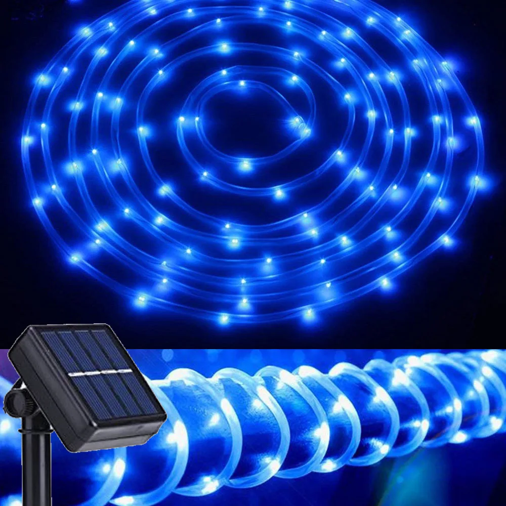 

100 Solar Led Light Outdoor Waterproof Lighting String Rope Tube Patio Lights with 8Mode Solar Power Lamp for Garden Party Decor