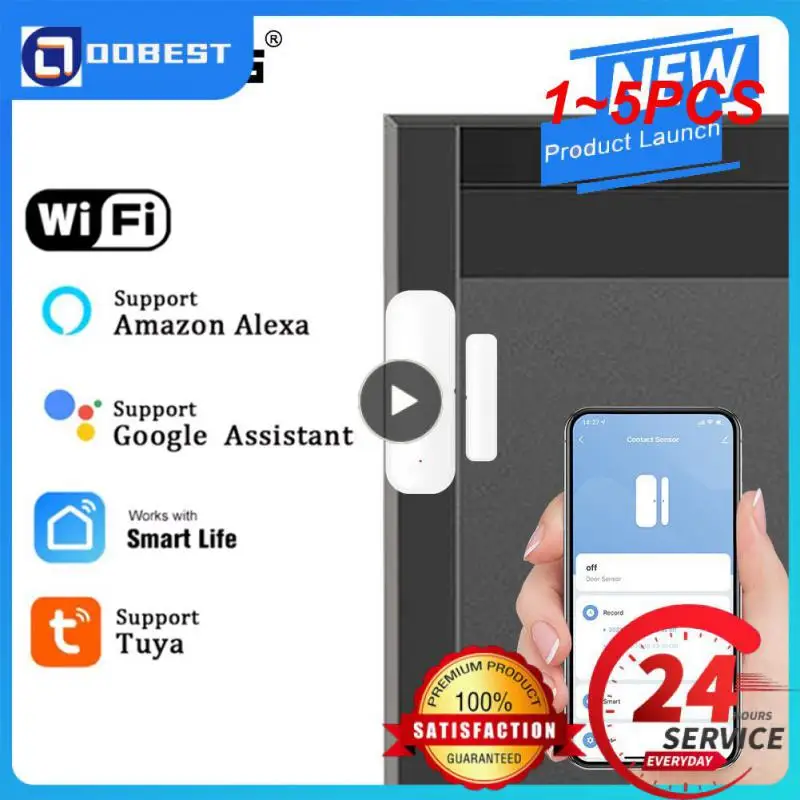 

1~5PCS Tuya WiFi Door Sensor Open/Close Detector Window Door Sensor APP Remote Control Linked Alarm Smartlife Support Alexa