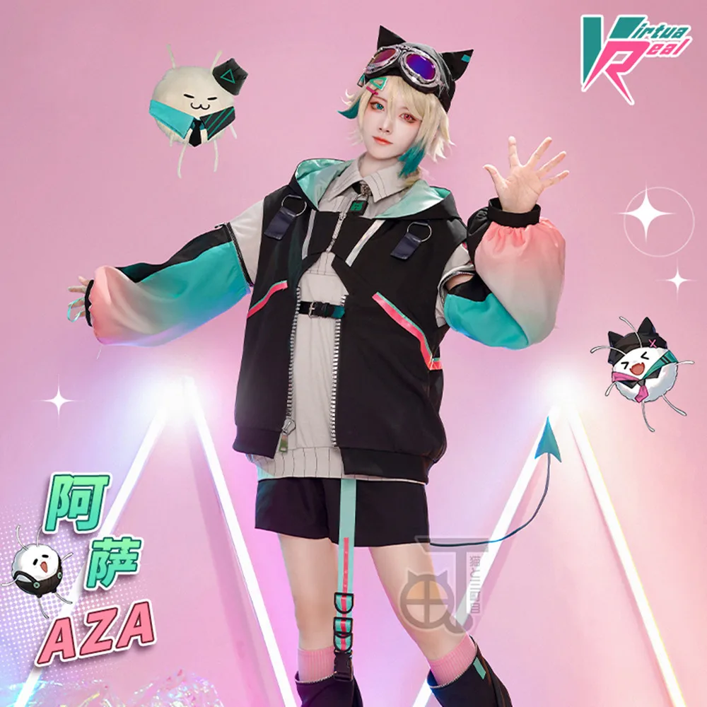 

Vtuber VirtuaReal Aza Cosplay Costume Game Suit Youthful Handsome Cool Fashion Uniform Halloween Party Role Play Clothing