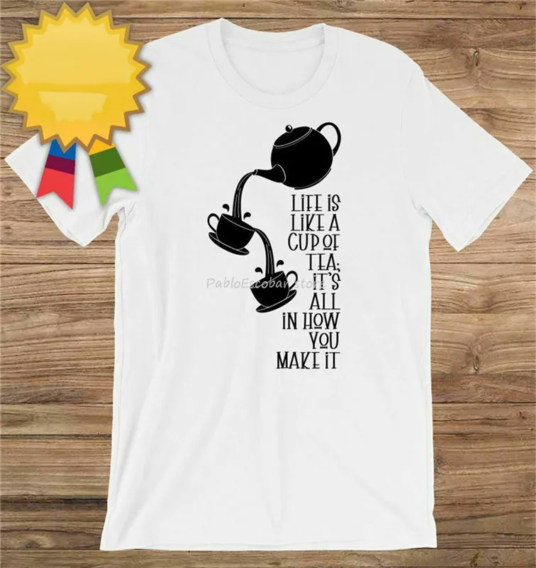 

men cotton tshirt Life Is Like A Cup Of Tea Customizable Personalized Gift For T-Shirt Unisex Summer streetwear tees