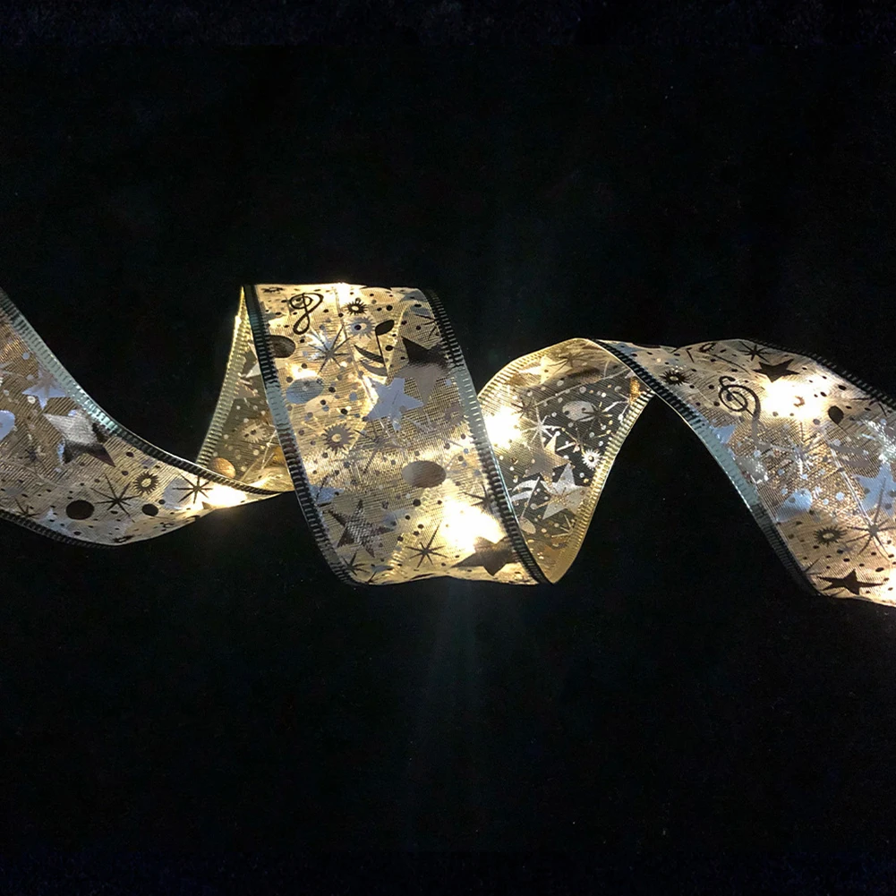 

Christmas Decoration LED Ribbon Lights Christmas Tree Ornaments DIY Lace Bows String Lights Navidad Home Decors New Year 2023