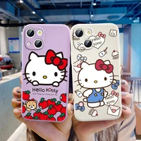 hello kitty cartoon cute for apple iphone 13 12 mini 11 xs pro max x xr 8 7 6 plus se 2020 liquid silicone rope phone case