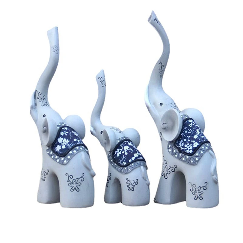 

Craft Gifts A Family Of Three Elephants Decorative Resin Ornaments Retro Family Ornaments Creative Ornaments