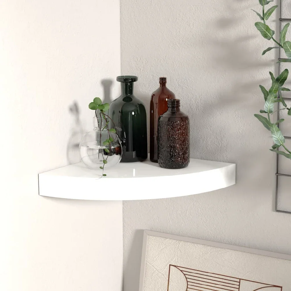 

Floating Corner Shelf High Gloss White 9.8