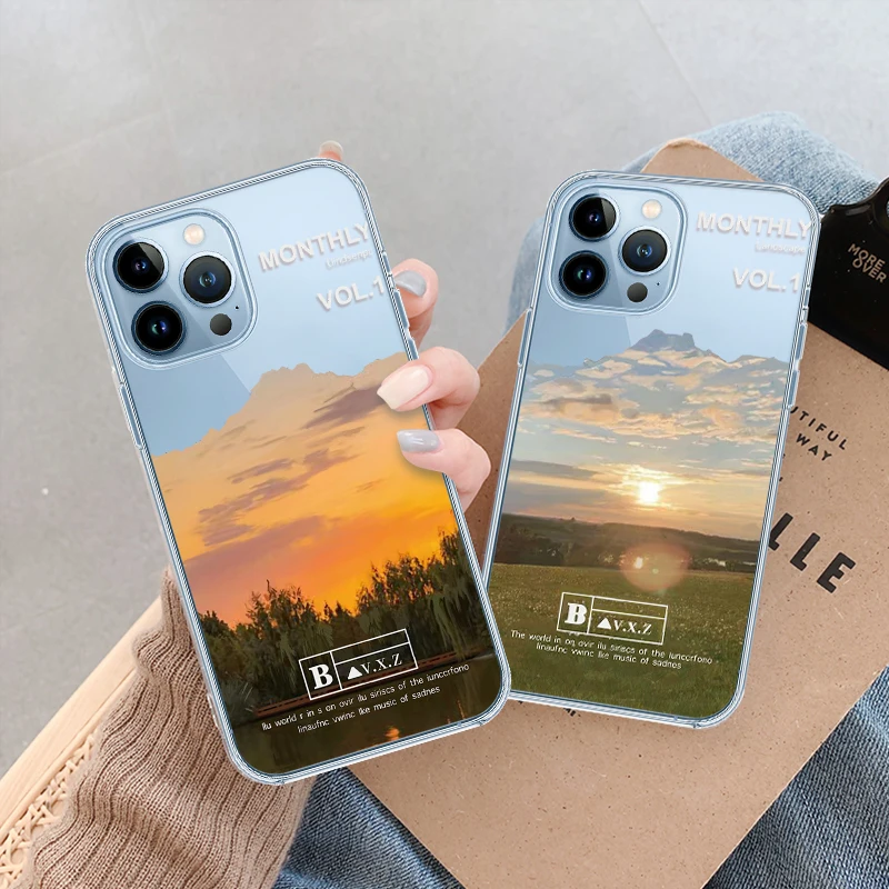 

Sunset Glow Phone Case For iPhone 13Pro 12 Mini XS Max 7 Plus 8 SE 6 TPU Cases For iPhone 14 ProMax 11 XR Transparent Soft Cover