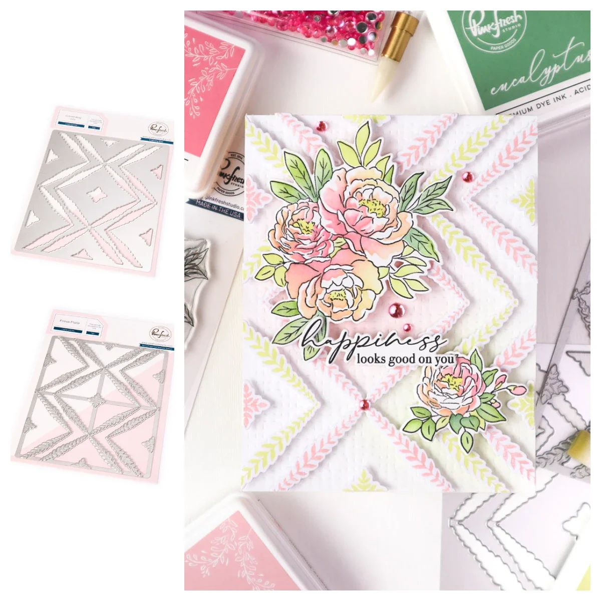 Новый марш розовый свежий Joyful Blooms полный выпуск штампы набор трафаретов