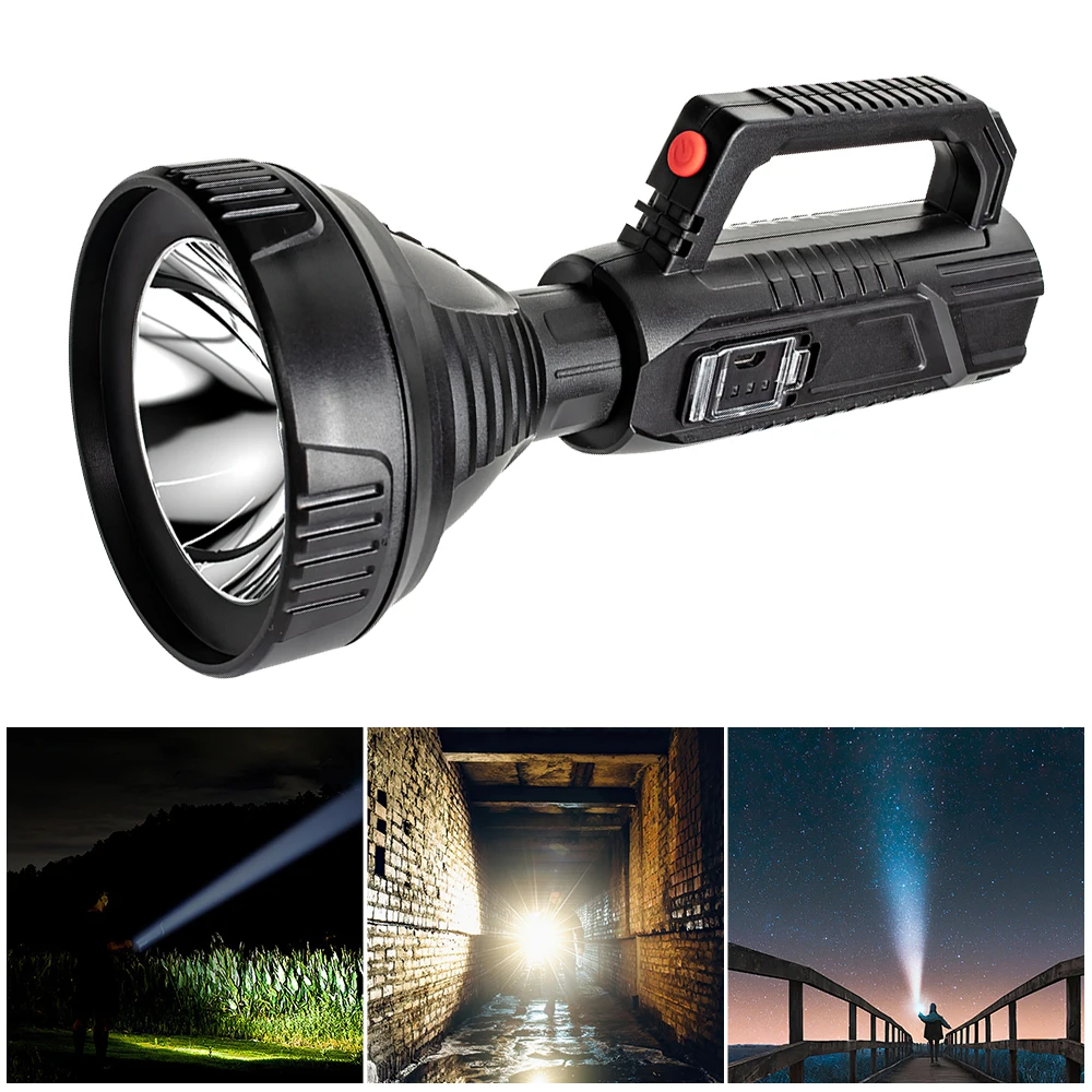 

Powerful LED Flashlight USB Rechargeable Torch Handheld Searchlight Spotlight Camping Hunting Fishing Hiking Outdoor Lighting
