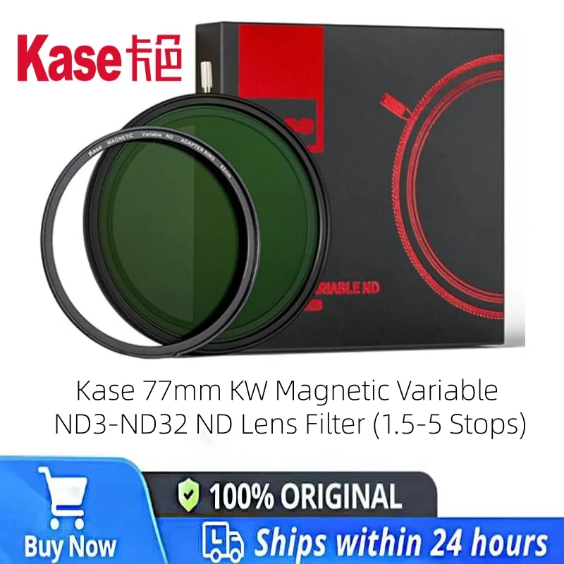 Фото Магнитный переменный нейтрально-серый фильтр Kase 77 мм KW ND3-ND32 (1,5-5 ступеней) |   с магнитным адаптерным кольцом, регулируемым нейтральным светофильтром №1