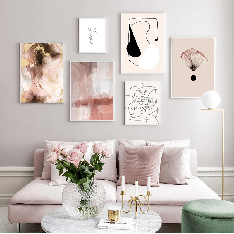 

Pink Swirl Fluid Art Abstract Painting Nordic s And Prints Wall Art Canvas Painting Wall Pictures For Living Room Decor