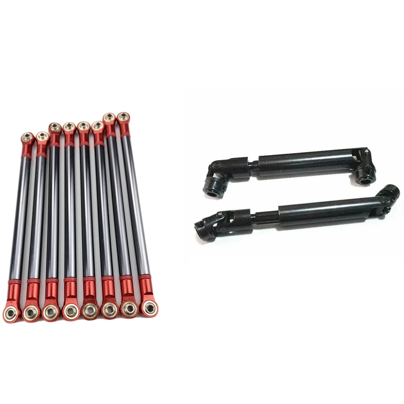 

2Pcs Steel CVD Universal Joint Drive Shaft For Axial SCX10 D90,90-115Mm & 8Pcs/Lot Alloy Link Rod 313MM Wheelbase Suit