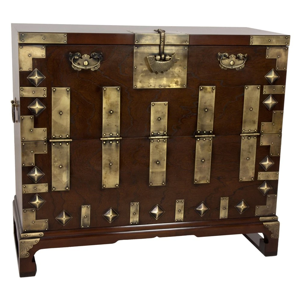 

Gallon Korean Bandaji Antique Style Blanket Storage Chest, Brown