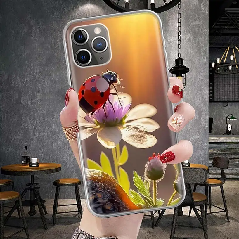 Мягкий чехол для телефона с изображением насекомых семи звезд божьих коровок IPhone