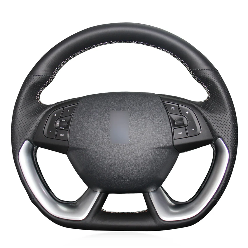 

DIY Hand-stitched Non-slip Durable Black Leather Car Steering Wheel Cover For Citroen DS5 DS 5 DS4S DS 4S
