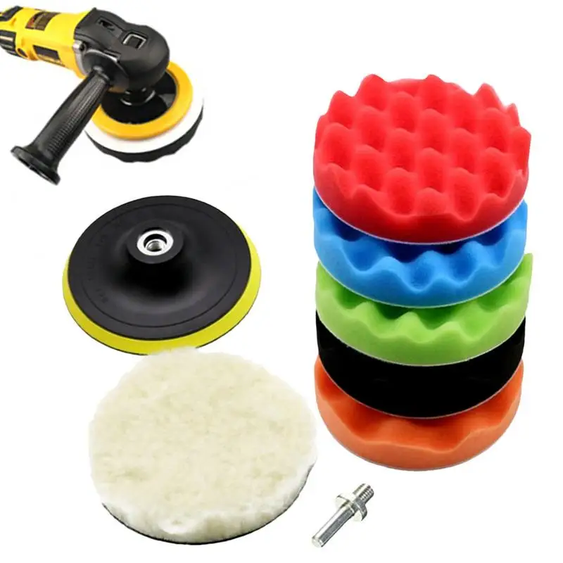 

3-Inch Polishing Pad Kit 3-Inch Self-Adhesive Wool Sponge Pad Set Sanding Discs With Backing Pad Sponge Wheel Car Detailing For