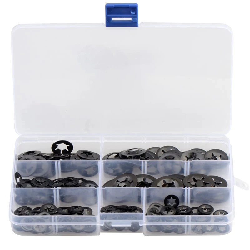 

260Pcs Manganese Steel Torx Washer, Torx Hole Bearing Clamp Retaining Ring Combination Set