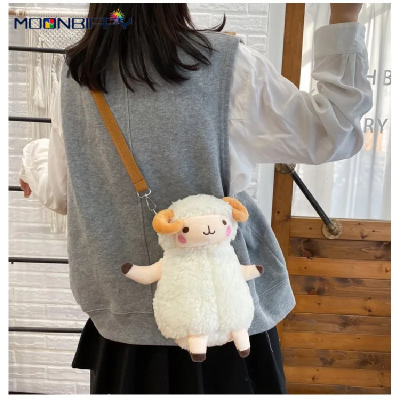 

Cute Cartoon Sheep Plush Bag Crossbody Satchel Cellphone Pouch Zipper Shoulder Bags for Girls Women рюкзак Mochila Infantil Bag