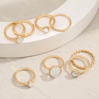 gold womens girls rings sets elegant female round gem ring 2022 trend fashion jewelry gift