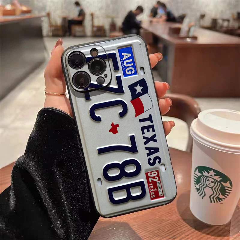 Ретро винтажный Чехол для телефона с номерным знаком iPhone 16 15 14 13 12 11 Pro Max XS X XR 7 8 Plus