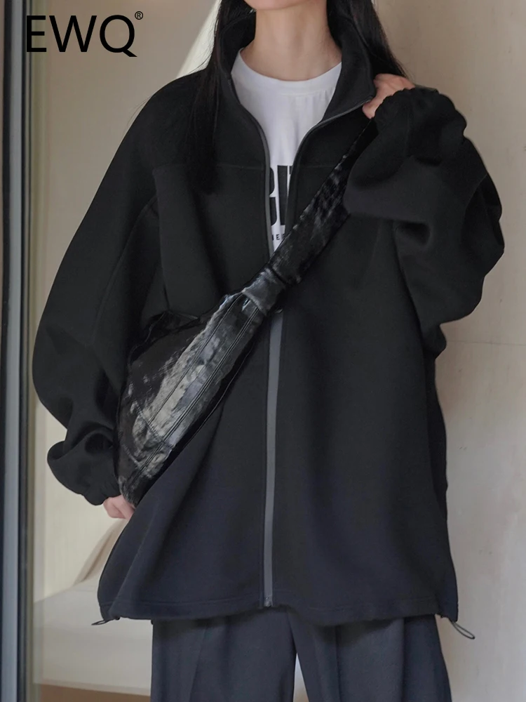 

EWQ Simplicity Strand Neck Sweatshirt For Women 2023 Autumn New Solid Long Sleeve Zipper Cardigan Casual Female Tops 26D5491