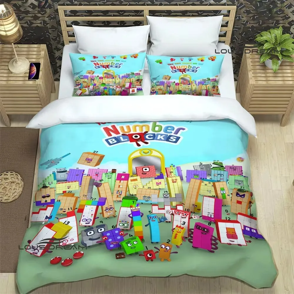 N-Number-Blocks cartoon print Bedding Sets exquisite supplies set duvet cover bed comforter bedding luxury birthday gift