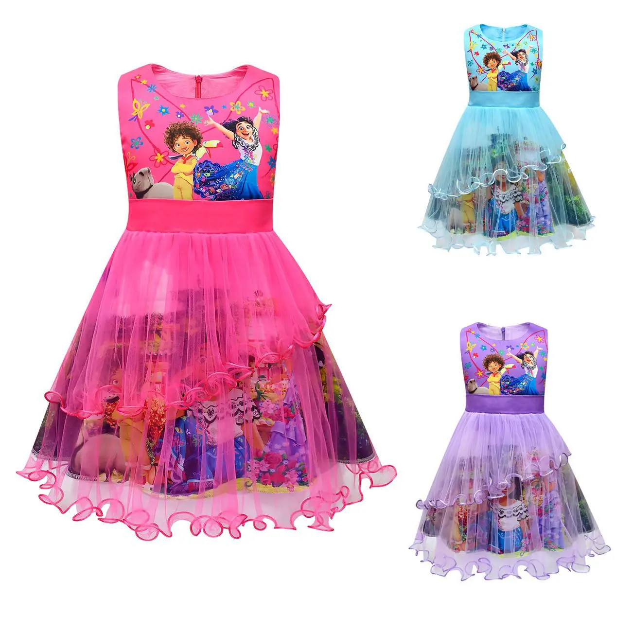 

2022 Disney Girl's Summer Encanto Mirabel Princess Dress Cartoon Dress Children's Summer Dress Mesh Cake Dress 2-10 Years Old