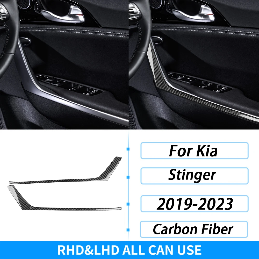 

Внутренняя Панель ручки двери из углеродного волокна для Kia Stinger 2019-2023, декоративная крышка, аксессуары для украшения интерьера автомобиля, наклейка