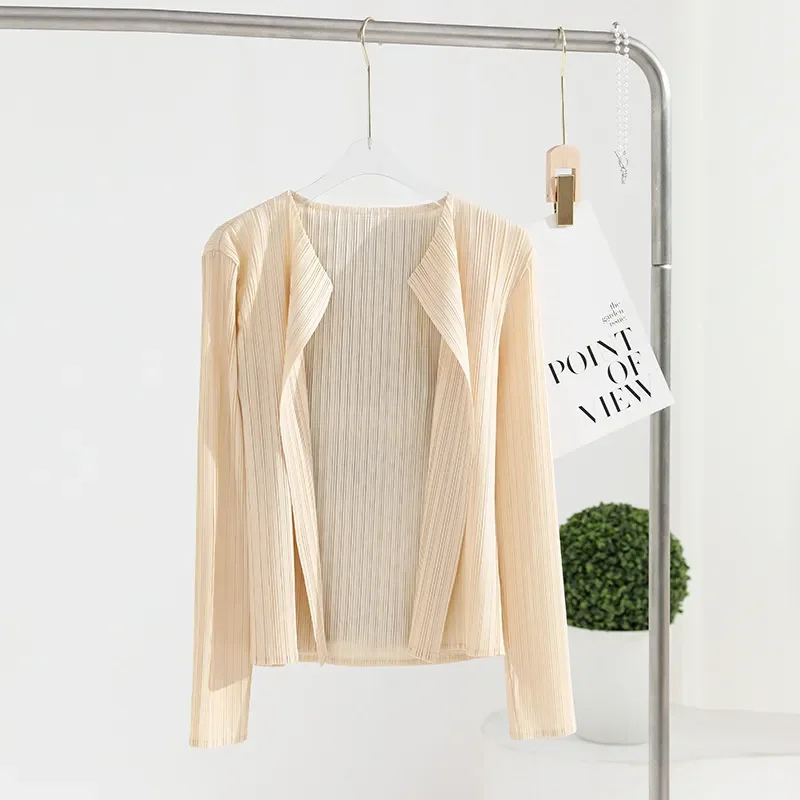 Женское Плиссированное пальто GGHK Miyake новый простой Повседневный Кардиган на