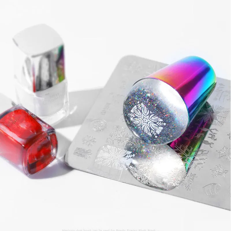

1pcs Colorful Nail Art Decoration Seal Stamp Transparent Silicone Template Seal Stamp with Cover DIY Nail Art Manicure Tools