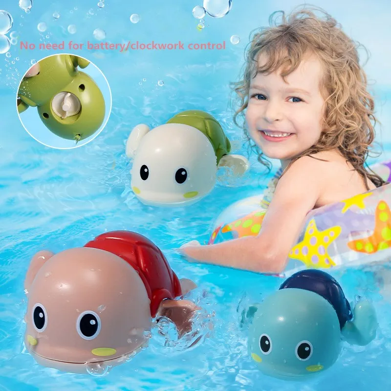 חמוד Cartoon בעלי החיים צב קלאסי תינוק מים צעצוע תינוק לשחות צב פצע למעלה שרשרת שעון ילדים חוף צעצועי אמבטיה תינוק צעצוע