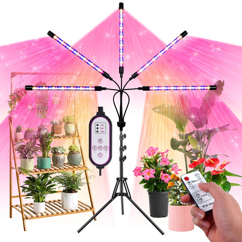 

Светодиодная фитолампа полного спектра с таймером, настольные лампы с зажимом для выращивания растений в доме, цветов, овощей, саженцев, вил...