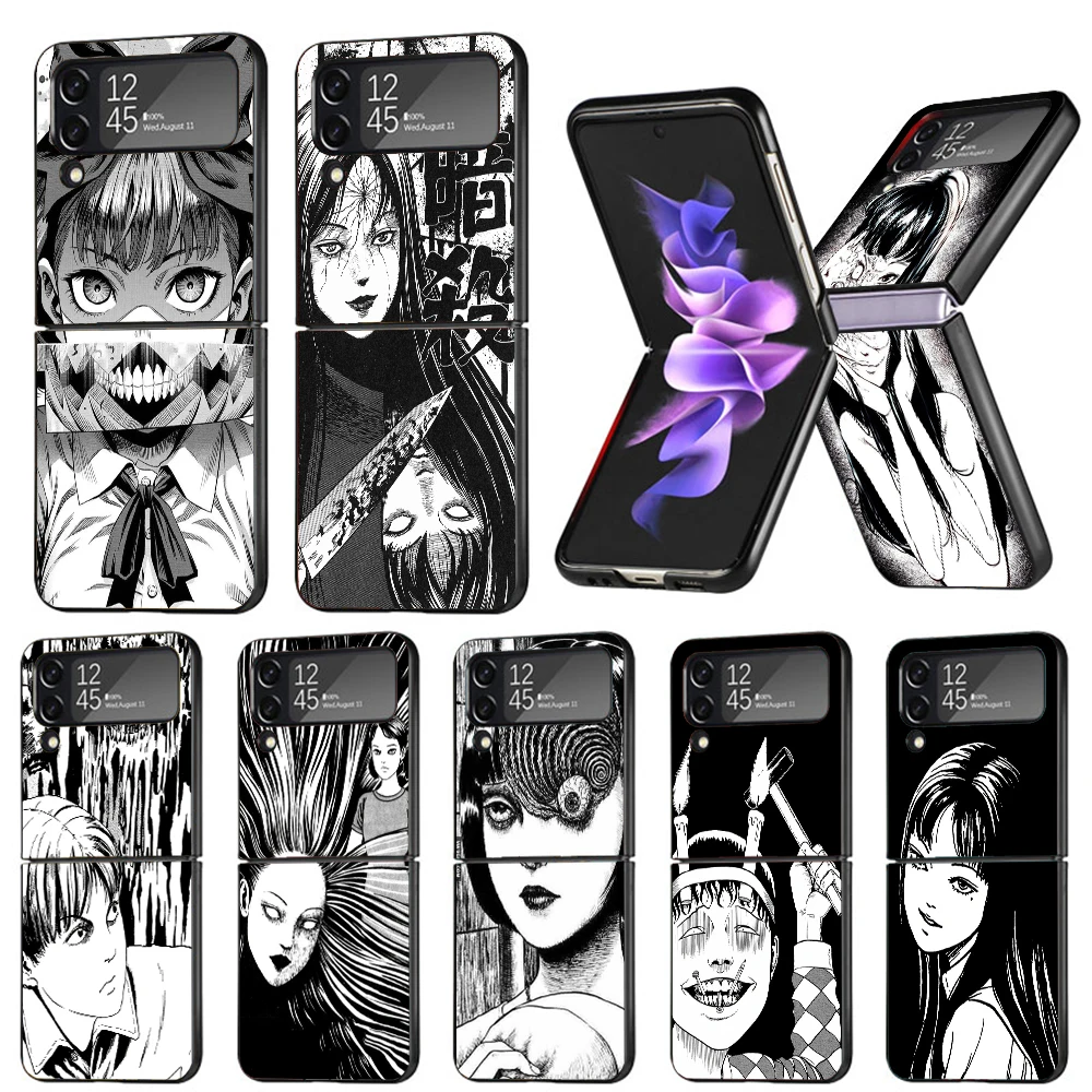 

Horror Comic Junji Ito Tomie Tees Hard Black Cover for Samsung Galaxy Z Flip 4 3 5G Phone Case Flip4 Flip3 Pattern Luxury Shockp
