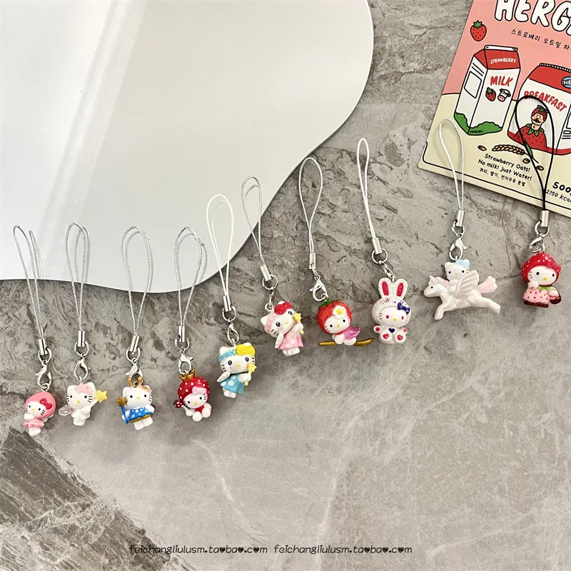 1 Набор подвеска для телефона Hello Kitty Sanrio аниме Kawaii веселая Женская брелок